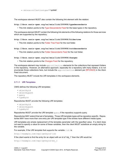 Content Management Interoperability Services (CMIS) Version 1.1