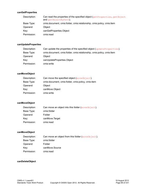 Content Management Interoperability Services (CMIS) Version 1.1