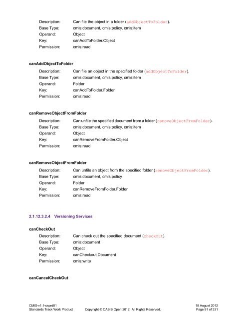 Content Management Interoperability Services (CMIS) Version 1.1