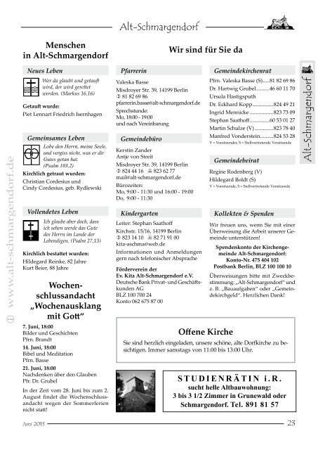 H&E Ausgabe Juni 2013 - Evangelische Kirchengemeinde Grunewald
