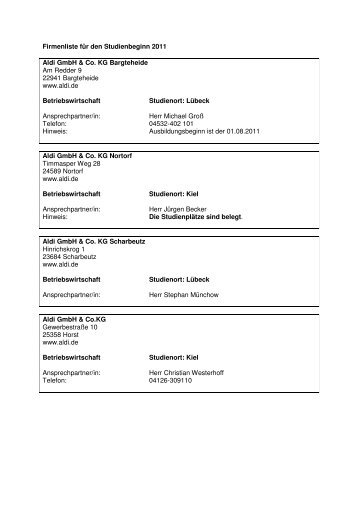 Firmenliste 100211 - Wirtschaftsakademie Schleswig-Holstein