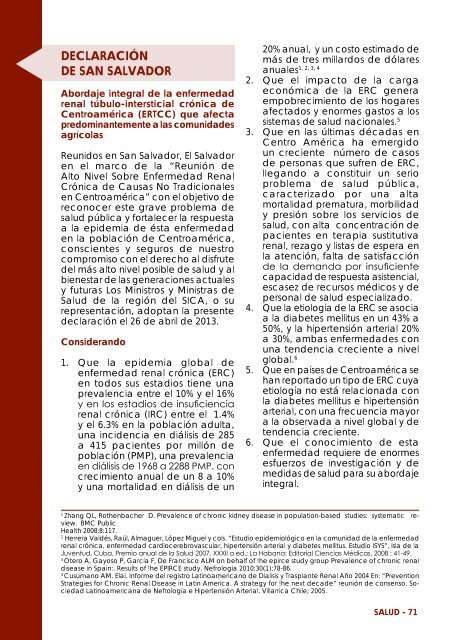 Revista Salud. Enfermedad Renal Crnica de las Comunidades Agrcolas