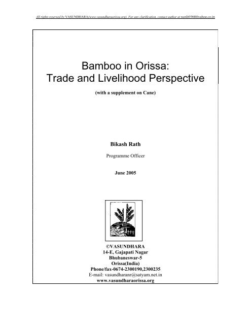 Bamboo in Orissa: Trade and Livelihood Perspective - Vasundhara