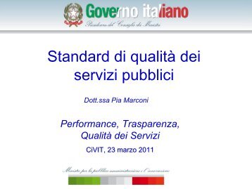 Standard di qualitÃ  dei servizi pubblici - Pubblica Amministrazione ...