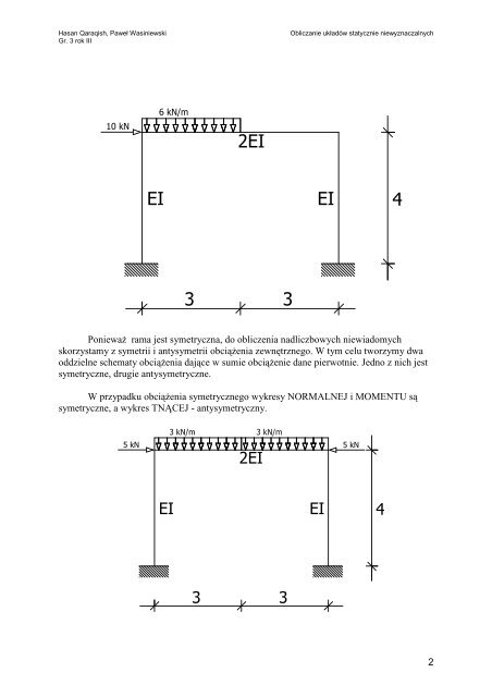 Metoda siÅ‚ - rama, symetria antysymetria - Instytut Konstrukcji ...