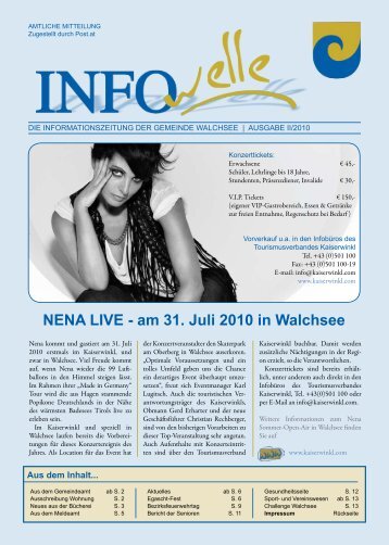 NENA LIVE - am 31. Juli 2010 in Walchsee - Gemeinde Walchsee ...