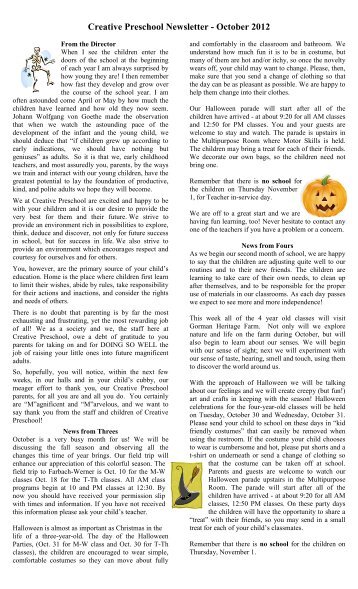May Newsletter Creative Preschool Inc