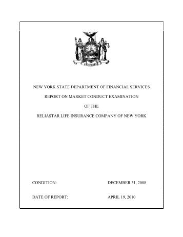 ReliaStar Life Insurance Company of New York - Department of ...