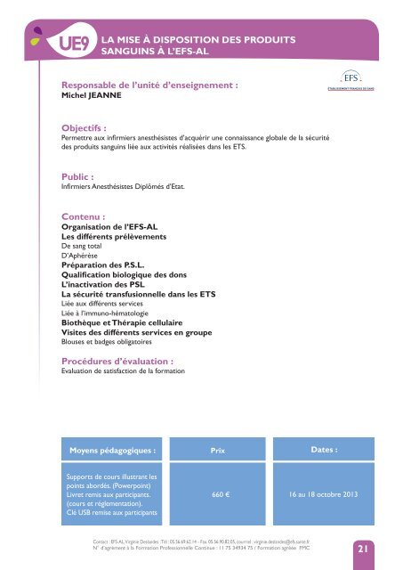 Catalogue des formations 2013 - UMFCS Bordeaux Segalen