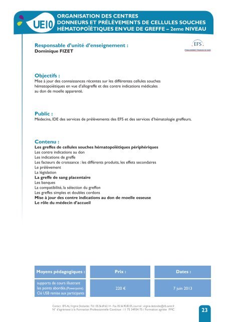 Catalogue des formations 2013 - UMFCS Bordeaux Segalen