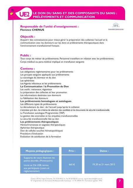 Catalogue des formations 2013 - UMFCS Bordeaux Segalen