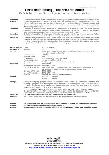 Betriebsanleitung / Technische Daten (PDF-Dokument)