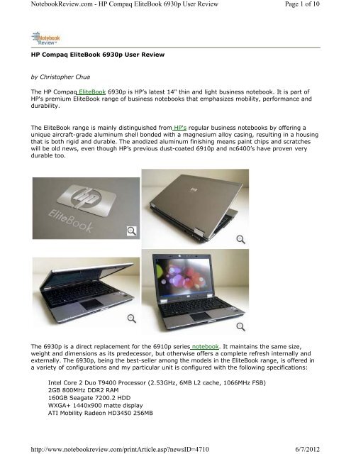 HP Compaq EliteBook 6930p User Review - Student Discount Laptops