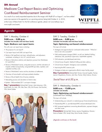 Medicare Cost Report Basics and Optimizing Cost-Based ... - Wipfli