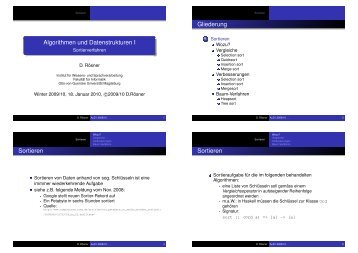 Algorithmen und Datenstrukturen I - Sortierverfahren - Otto-von ...