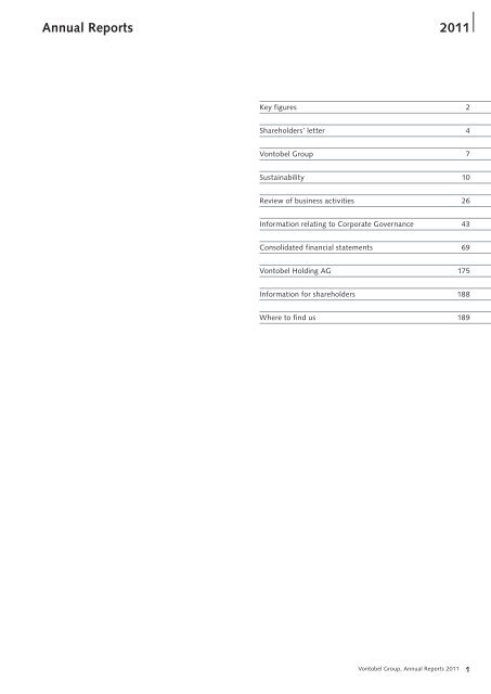 Annual Reports 2011 V ontob el Group - Vontobel Holding AG