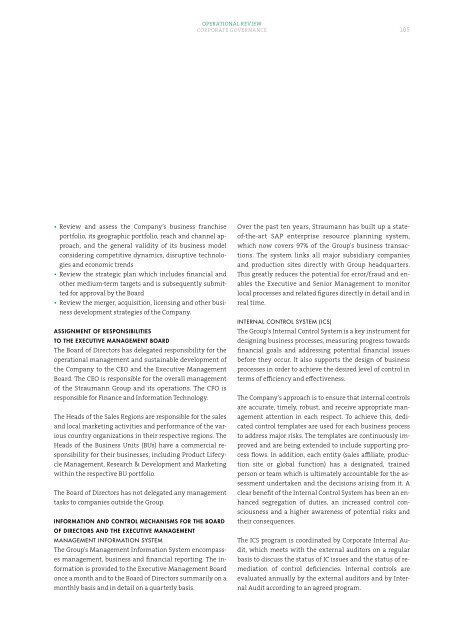 Full corporate governance report 2011 - Straumann