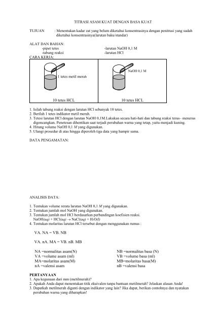 10 tetes HCL 10 tetes HCL VA. NA = VB. NB VA ... - Guru Indonesia