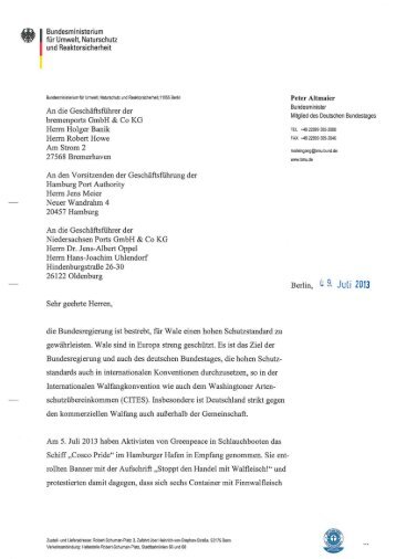 Brief an die deutschen Häfen (PDF barrierefrei ... - BMU - Bund.de