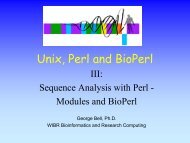 Unix, Perl and BioPerl - Bioinformatics and Research Computing