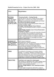 Project Overview 2009 - 2010 - Health Promotion Cornwall