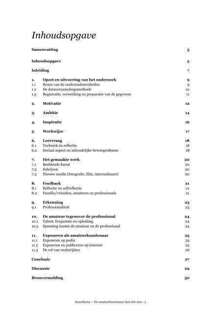 rapport De amateurkunstenaar laat zich zien