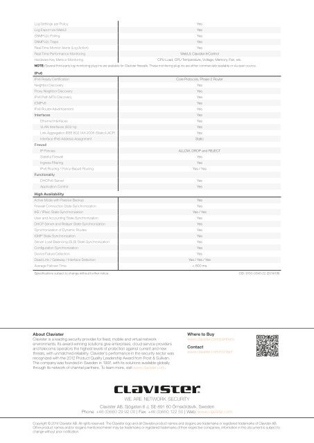 Clavister E7 Data Sheet