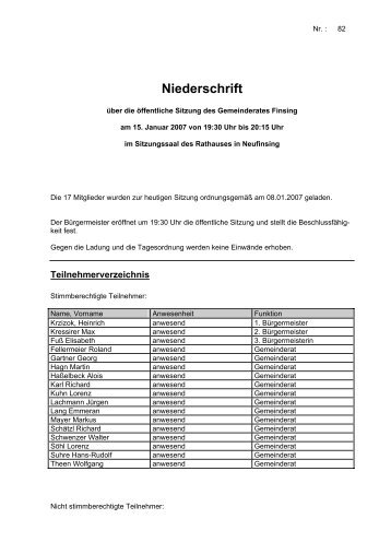 Niederschrift, (öffentlich) - Wählergruppe Neufinsing