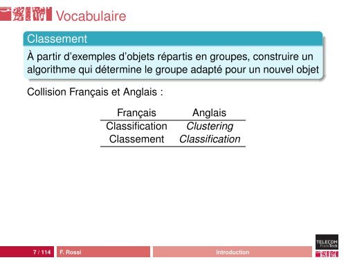 Classification automatique - Fabrice Rossi