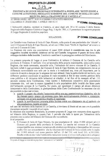 PROPOSTA DI LEGGE - Consiglio regionale della Calabria