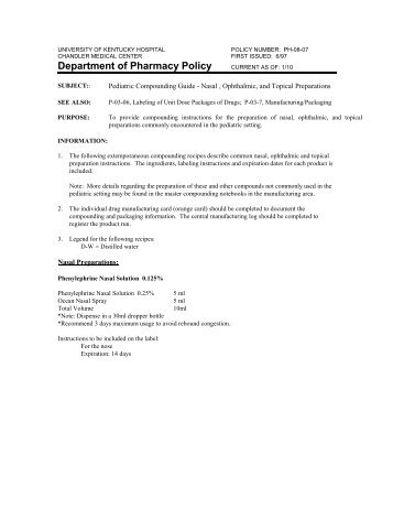 Pediatric Compounding Guide - University of Kentucky