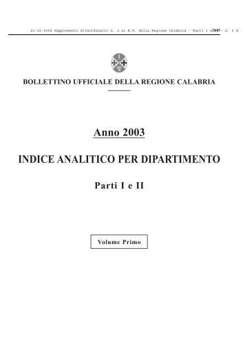 dipartimento n. 01 - presidenza - Consiglio regionale della Calabria