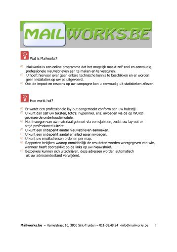 1 Wat is Mailworks? Mailworks is een online programma dat ... - Viva