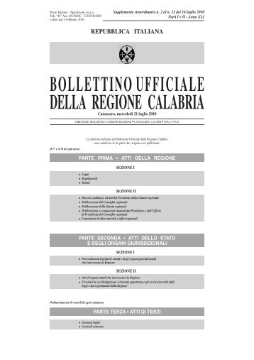 BOLLETTINOUFFICIALE DELLA REGIONE CALABRIA - Consiglio ...