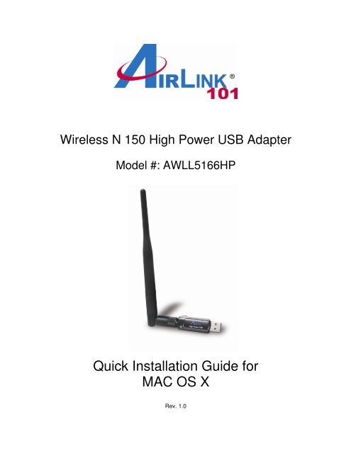 2. Connect the Wireless USB Adapter - Airlink101