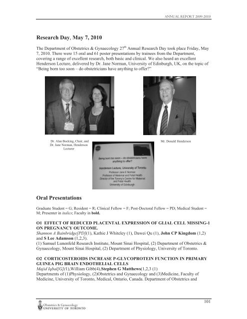 ANNUAL REPORT 2009-2010 - University of Toronto Department of ...