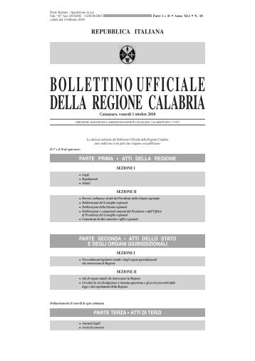 BOLLETTINOUFFICIALE DELLA REGIONE CALABRIA - Consiglio ...