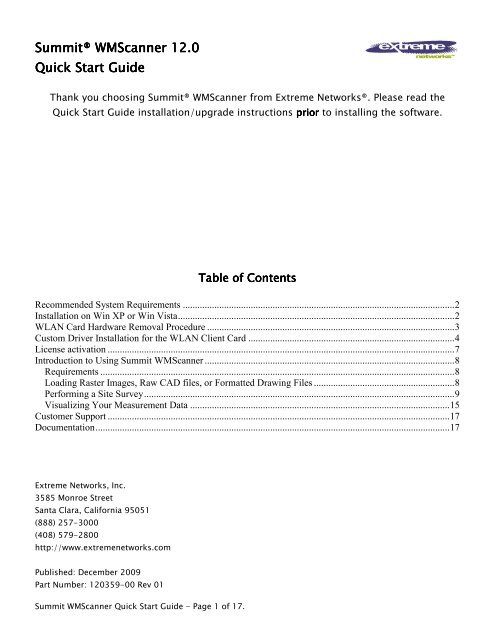 Summit® WMScanner Summit® WMScanner ... - Extreme Networks