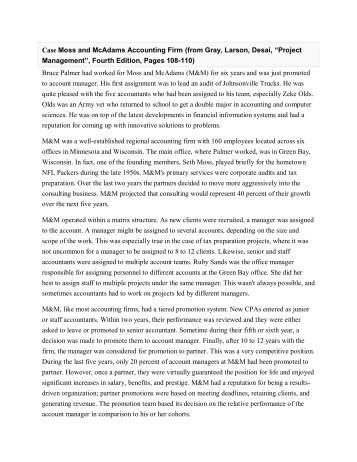 Case Moss and McAdams Accounting Firm (from Gray, Larson ...
