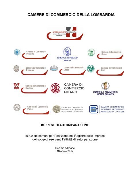 Autoriparatori - prontuario - CCIAA di Pavia - Camere di Commercio