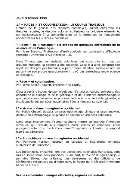 TELECHARGEMENT : programme-colloque1995.pdf - Groupe de ...