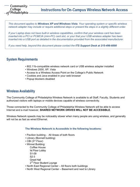 How to access CCP Wireless Network - Community College of ...