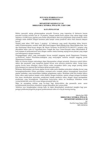 petunjuk pemberantasan rabies di indonesia departemen ...
