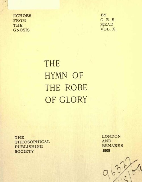 The Hymn of the Robe of Glory (Echoes