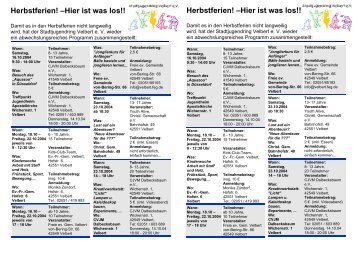 Herbstferien! âHier ist was los!! - Stadtjugendring Velbert eV