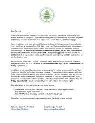 Letter from the PTA President and Packet Checklist