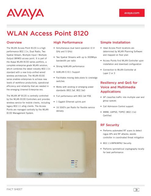 Avaya WLAN Access Point 8120 - Catalyst Telecom