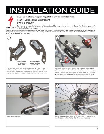 INSTALLATION GUIDE - Specialized Bicycles