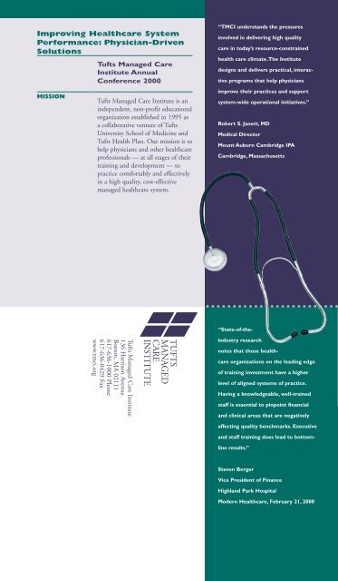to download brochure - Tufts Health Care Institute