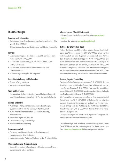 Jahresbericht | Rapport d'activitÃ© 2008 - Pro Senectute Kanton Bern ...